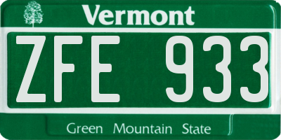 VT license plate ZFE933
