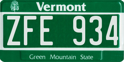 VT license plate ZFE934