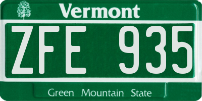 VT license plate ZFE935