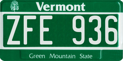 VT license plate ZFE936