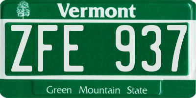 VT license plate ZFE937