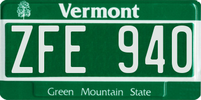 VT license plate ZFE940