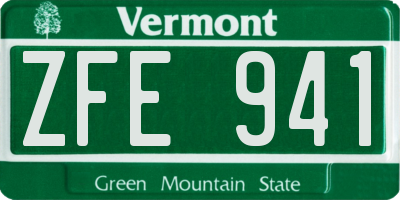 VT license plate ZFE941