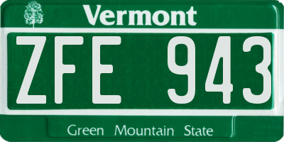 VT license plate ZFE943