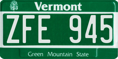 VT license plate ZFE945
