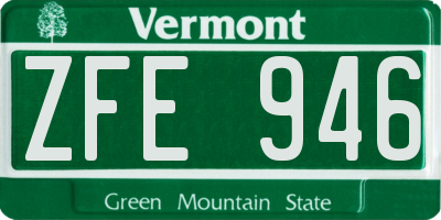 VT license plate ZFE946