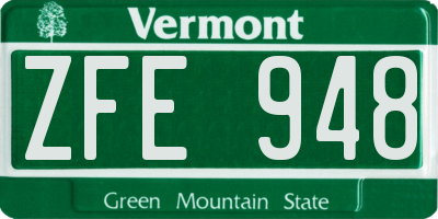 VT license plate ZFE948