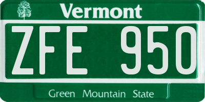 VT license plate ZFE950