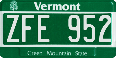 VT license plate ZFE952