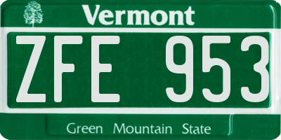 VT license plate ZFE953