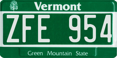 VT license plate ZFE954