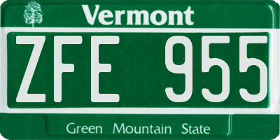 VT license plate ZFE955