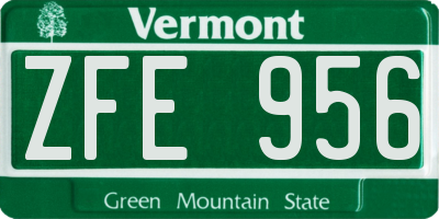 VT license plate ZFE956