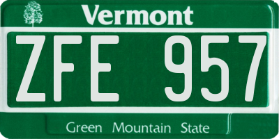 VT license plate ZFE957