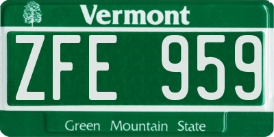 VT license plate ZFE959
