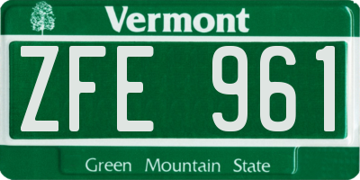 VT license plate ZFE961