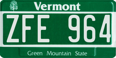 VT license plate ZFE964