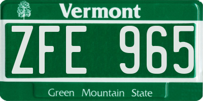 VT license plate ZFE965