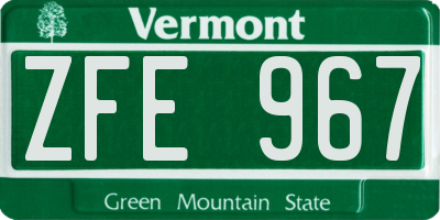 VT license plate ZFE967