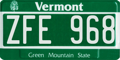 VT license plate ZFE968