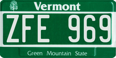 VT license plate ZFE969