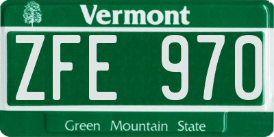 VT license plate ZFE970