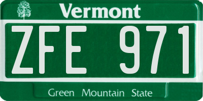VT license plate ZFE971