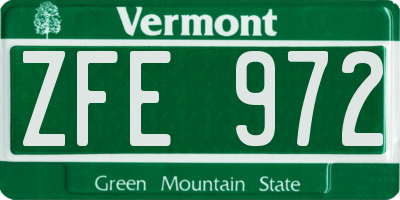 VT license plate ZFE972