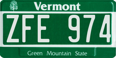 VT license plate ZFE974