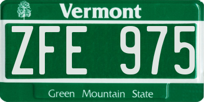 VT license plate ZFE975
