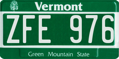 VT license plate ZFE976