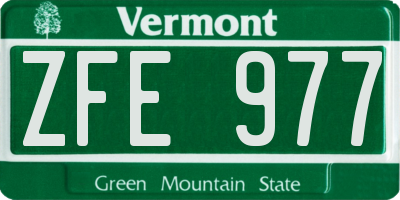 VT license plate ZFE977