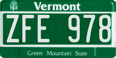 VT license plate ZFE978