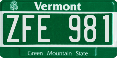 VT license plate ZFE981
