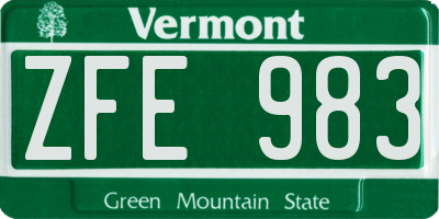 VT license plate ZFE983