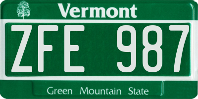 VT license plate ZFE987