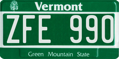 VT license plate ZFE990