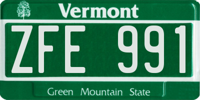VT license plate ZFE991