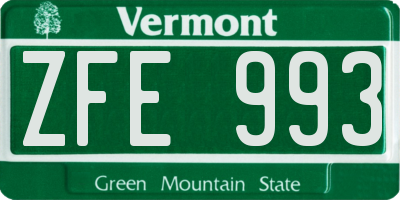 VT license plate ZFE993