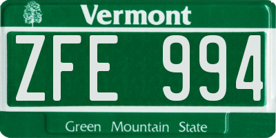 VT license plate ZFE994