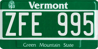VT license plate ZFE995