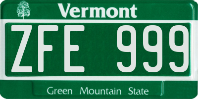 VT license plate ZFE999