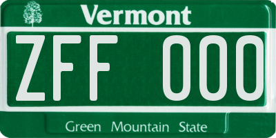 VT license plate ZFF000