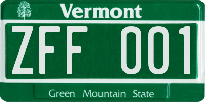 VT license plate ZFF001