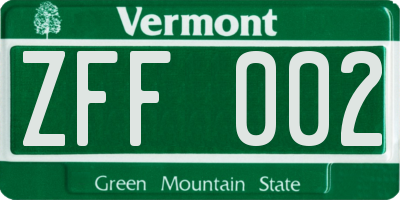 VT license plate ZFF002