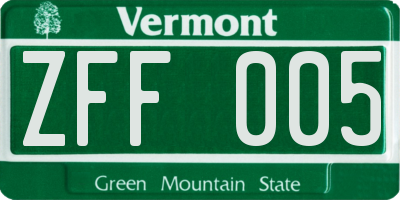 VT license plate ZFF005
