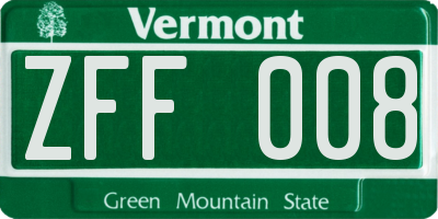 VT license plate ZFF008