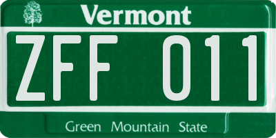 VT license plate ZFF011