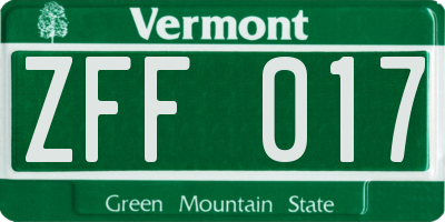 VT license plate ZFF017