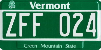 VT license plate ZFF024